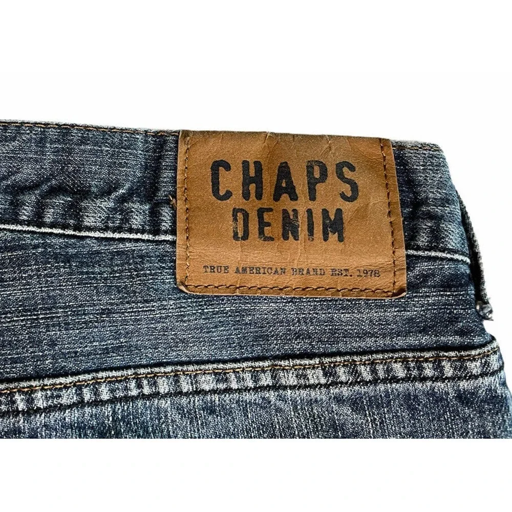 Mens Chaps Denim Straight Fit 100% Cotton Blue Jeans Size 38x32